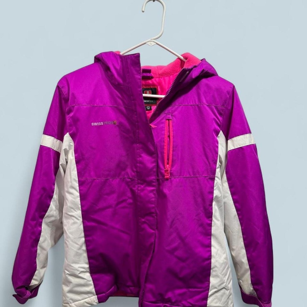 SwissTech Girls Ski Jacket Purple Pink Colorblock Winter Coat Size 10-12 L